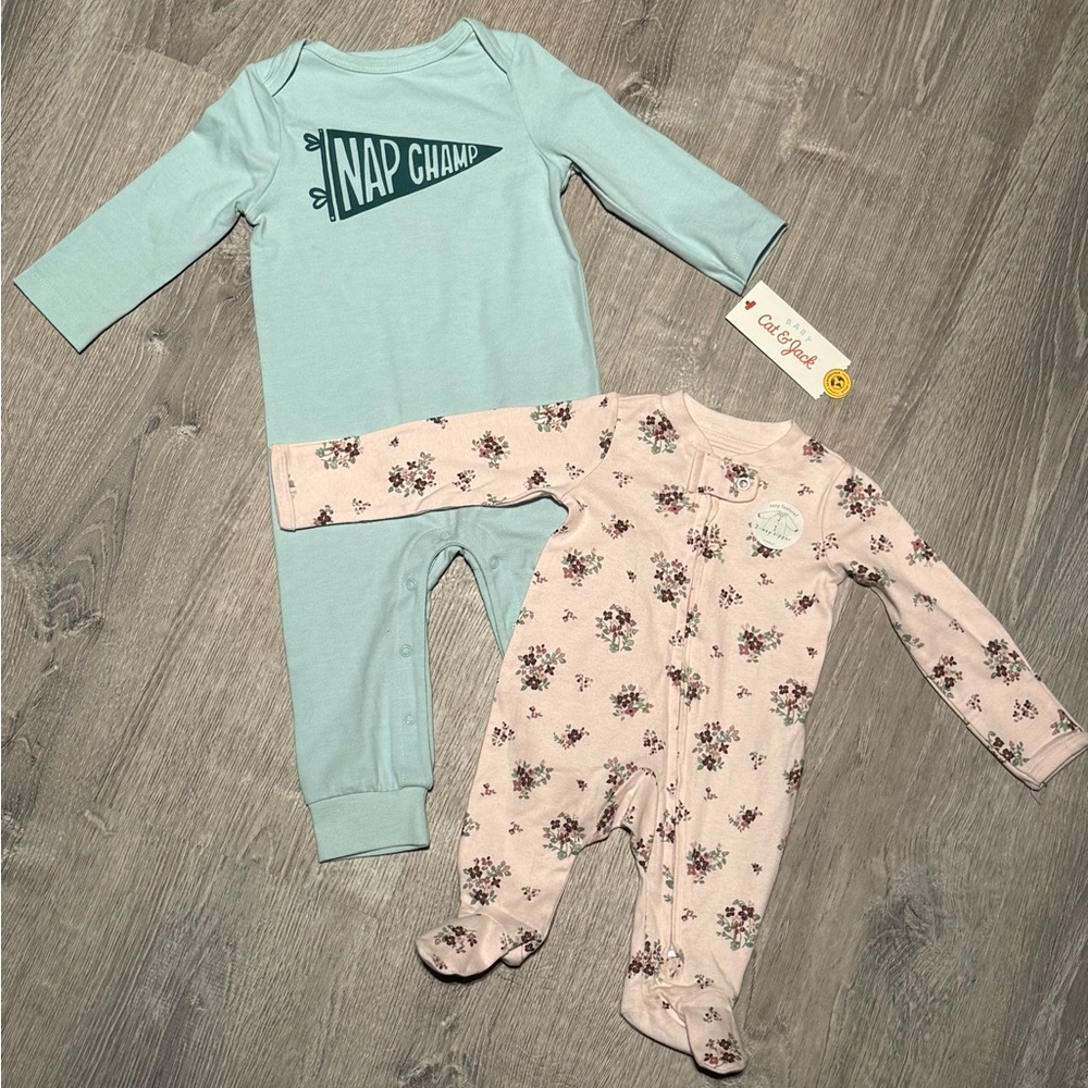 Cat & Jack Nap Champ Onesie & Carter Newborn Pink Onesie